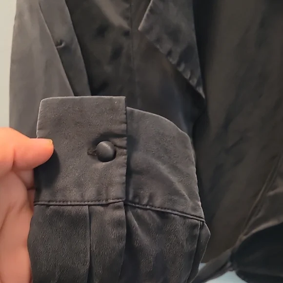 Bloomingdale's Black Satin Tie-Front Blazer Jacket - Picture 4 of 5